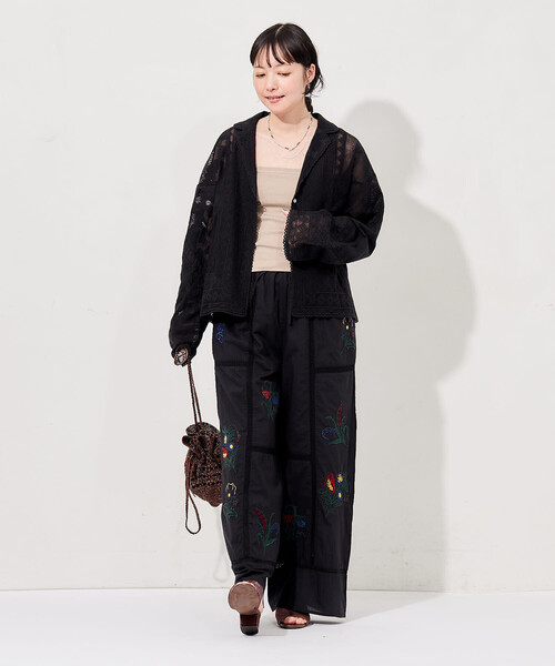 FREAK'S STORE(フリークスストア)の「インド ヴィンテージ風 レースシャツ/シアーシャツジャケット(シャツ/ブラウス・レディース・オフホワイト/ブラック・フリ-)」の11枚目の写真