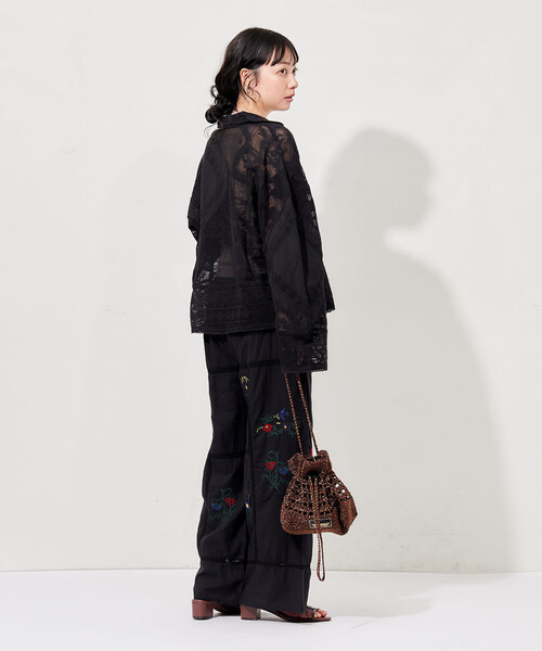 FREAK'S STORE(フリークスストア)の「インド ヴィンテージ風 レースシャツ/シアーシャツジャケット(シャツ/ブラウス・レディース・オフホワイト/ブラック・フリ-)」の12枚目の写真
