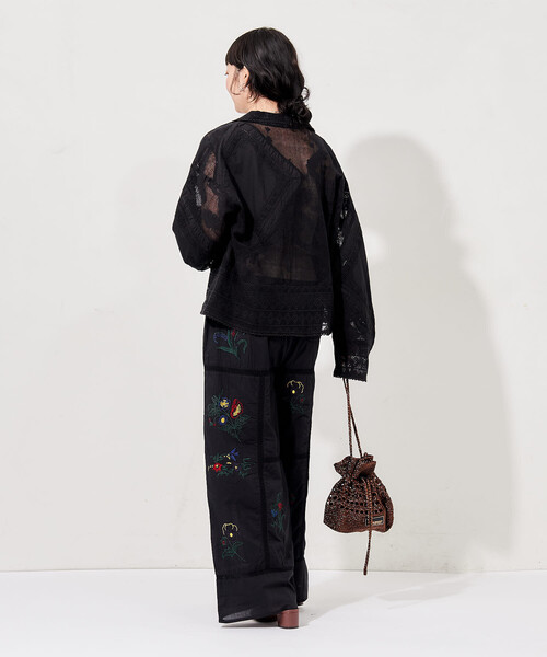 FREAK'S STORE(フリークスストア)の「インド ヴィンテージ風 レースシャツ/シアーシャツジャケット(シャツ/ブラウス・レディース・オフホワイト/ブラック・フリ-)」の13枚目の写真