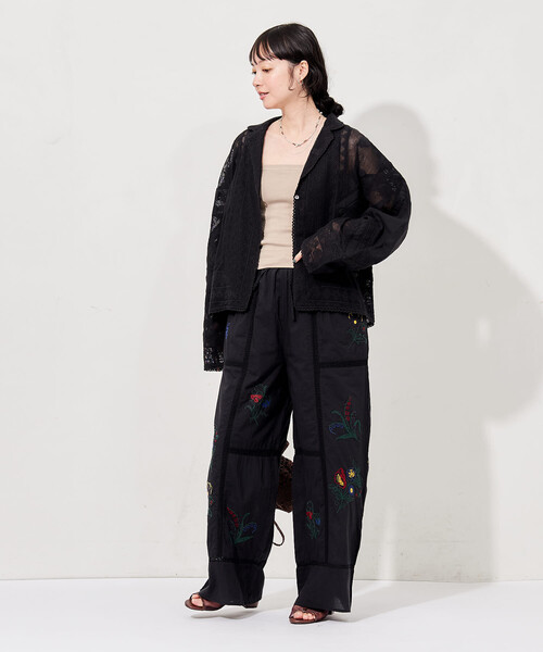 FREAK'S STORE(フリークスストア)の「インド ヴィンテージ風 レースシャツ/シアーシャツジャケット(シャツ/ブラウス・レディース・オフホワイト/ブラック・フリ-)」の14枚目の写真