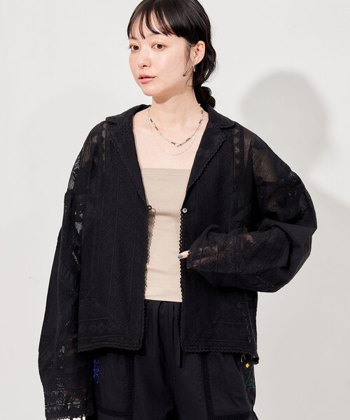 FREAK'S STORE(フリークスストア)の「インド ヴィンテージ風 レースシャツ/シアーシャツジャケット(シャツ/ブラウス・レディース・オフホワイト/ブラック・フリ-)」の16枚目の写真