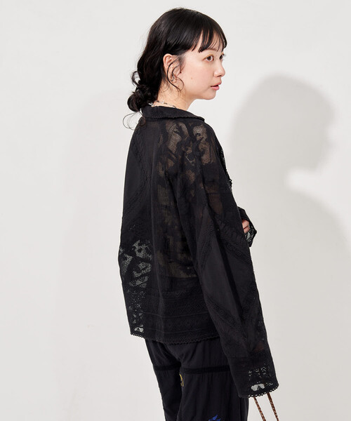 FREAK'S STORE(フリークスストア)の「インド ヴィンテージ風 レースシャツ/シアーシャツジャケット(シャツ/ブラウス・レディース・オフホワイト/ブラック・フリ-)」の18枚目の写真