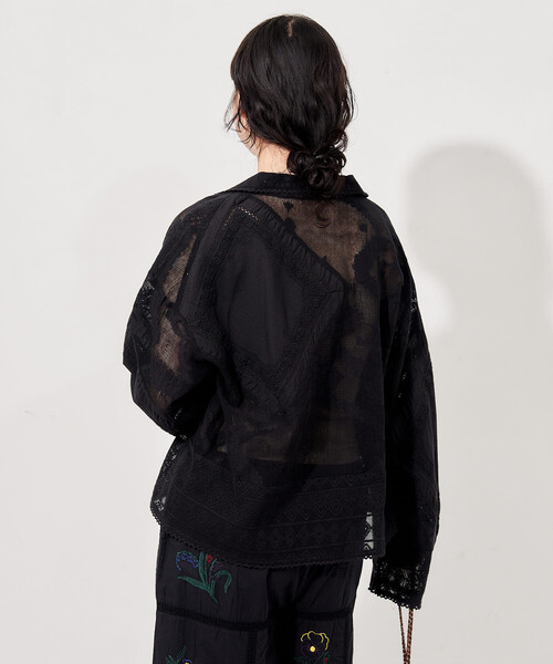 FREAK'S STORE(フリークスストア)の「インド ヴィンテージ風 レースシャツ/シアーシャツジャケット(シャツ/ブラウス・レディース・オフホワイト/ブラック・フリ-)」の19枚目の写真