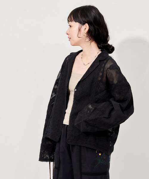 FREAK'S STORE(フリークスストア)の「インド ヴィンテージ風 レースシャツ/シアーシャツジャケット(シャツ/ブラウス・レディース・オフホワイト/ブラック・フリ-)」の20枚目の写真