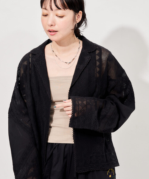 FREAK'S STORE(フリークスストア)の「インド ヴィンテージ風 レースシャツ/シアーシャツジャケット(シャツ/ブラウス・レディース・オフホワイト/ブラック・フリ-)」の22枚目の写真