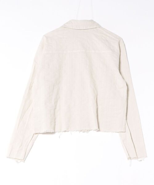 Chikashitsu +(チカシツプラス)の「【Chikashitsu +】pigment cut off shirt / 【チカシツプラス】ピグメントカットオフクロップド長袖シャツ<着用動画あり>(シャツ/ブラウス・メンズ・アイボリー/チャコール・ONE SIZE)」の17枚目の写真