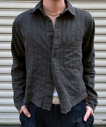 Chikashitsu + | 【Chikashitsu +】pigment cut off shirt / 【チカシツプラス】ピグメントカットオフクロップド長袖シャツ<着用動画あり>(シャツ/ブラウス)