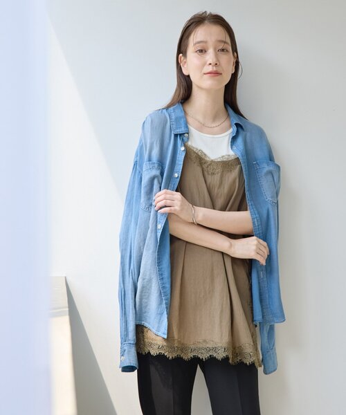 DISCOAT(ディスコート)の「【Noka】サイドレースキャミチュニック(キャミソール・レディース・オフホワイト/ブラック/グレイッシュベージュ・FREE)」の7枚目の写真