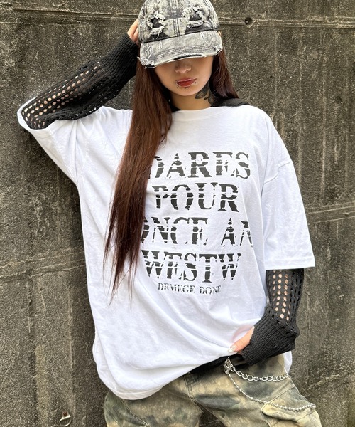 Figments(フィグメンツ)の「ノイズロゴビッグT(Tシャツ/カットソー・レディース・ホワイト/ブラック・FREE)」の1枚目の写真