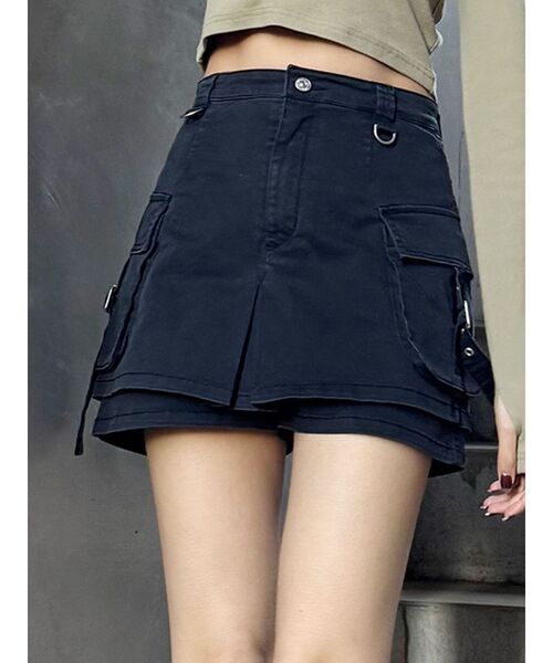 MURUA(ムルーア)の「ウォッシュカーゴスカートパンツ(その他パンツ・レディース・ブラック/グレー/ベージュ・2/1)」の2枚目の写真