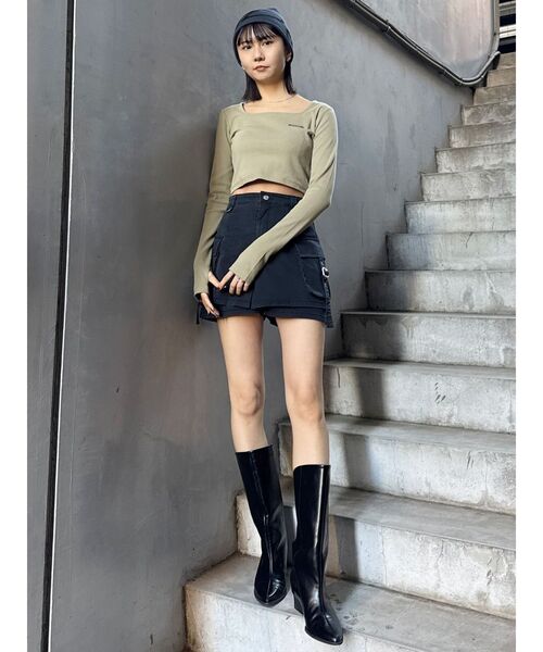 MURUA(ムルーア)の「ウォッシュカーゴスカートパンツ 夏服(その他パンツ・レディース・ブラック/グレー/ベージュ・2/1)」の4枚目の写真