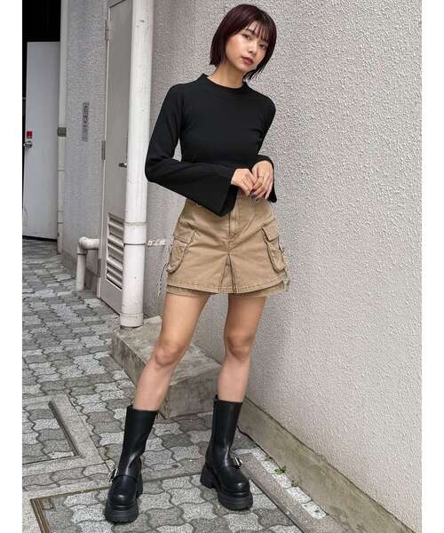 MURUA(ムルーア)の「ウォッシュカーゴスカートパンツ 夏服(その他パンツ・レディース・ブラック/グレー/ベージュ・2/1)」の6枚目の写真