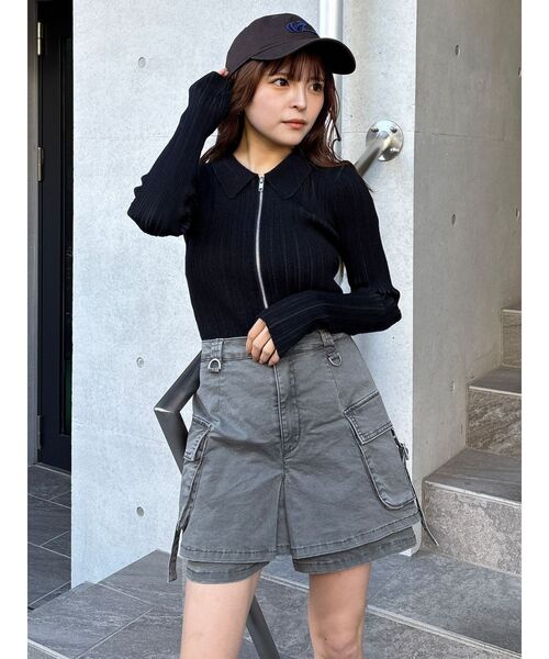 MURUA(ムルーア)の「ウォッシュカーゴスカートパンツ 夏服(その他パンツ・レディース・ブラック/グレー/ベージュ・2/1)」の7枚目の写真