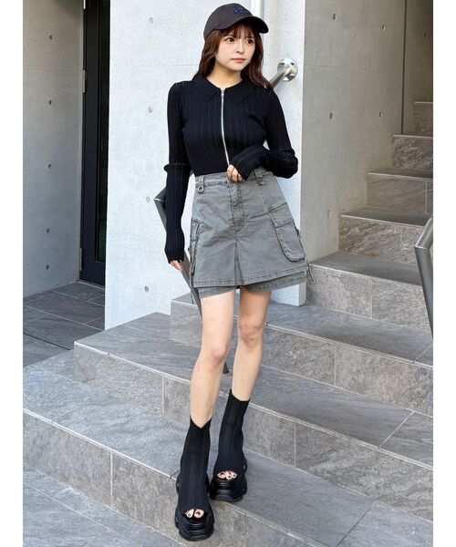 MURUA(ムルーア)の「ウォッシュカーゴスカートパンツ 夏服(その他パンツ・レディース・ブラック/グレー/ベージュ・2/1)」の8枚目の写真