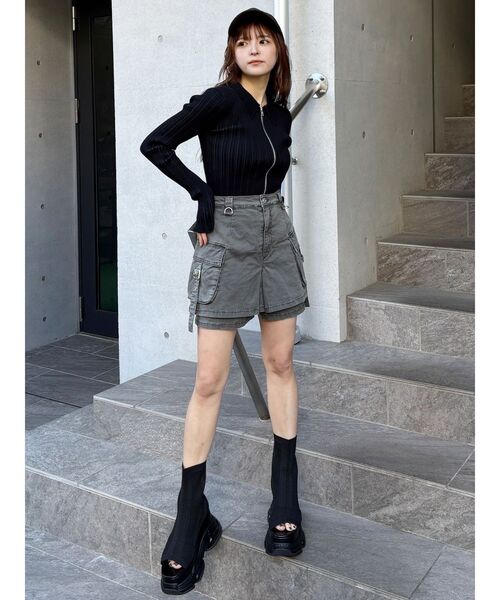 MURUA(ムルーア)の「ウォッシュカーゴスカートパンツ 夏服(その他パンツ・レディース・ブラック/グレー/ベージュ・2/1)」の9枚目の写真