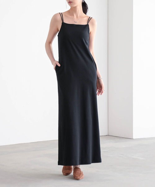 for/c（フォーシー）の「カップ付きキャミワンピース【サスティナブル】（ワンピース・レディース・ブラック/チャコール・M/L）」の6枚目の写真