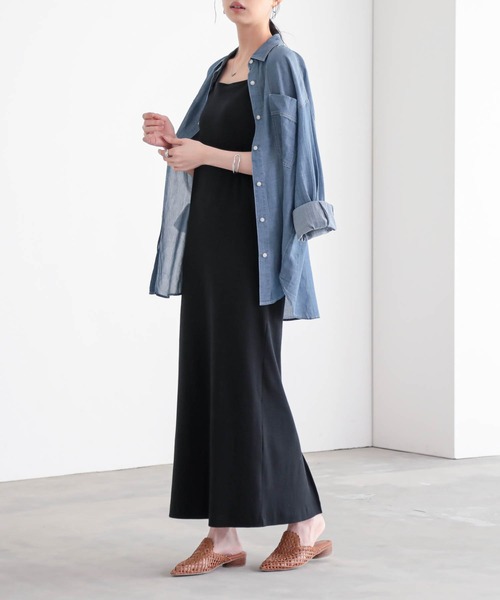 for/c（フォーシー）の「カップ付きキャミワンピース【サスティナブル】（ワンピース・レディース・ブラック/チャコール・M/L）」の10枚目の写真
