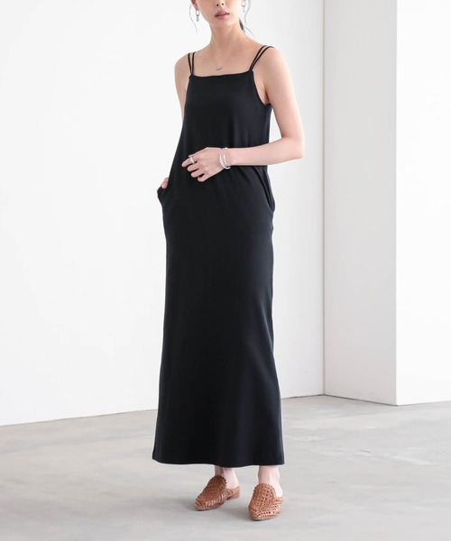 for/c（フォーシー）の「カップ付きキャミワンピース【サスティナブル】（ワンピース・レディース・ブラック/チャコール・M/L）」の4枚目の写真