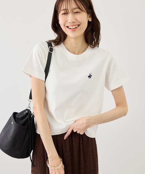 BEVERLY HILLS POLO CLUB(ビバリーヒルズポロクラブ)の「【BEVERLYHILLS POLO CLUB・一部店舗限定】アイコン刺繍コンパクトTシャツ(Tシャツ/カットソー・レディース・チャコールグレー/キナリ/ネイビー/オフホワイト・FREE)」の2枚目の写真