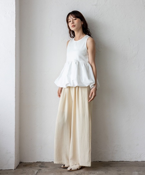 VitaFelice(ヴィータフェリーチェ)の「フリルウエストリラックスワイドパンツ(その他パンツ・レディース・ブラウン系その他/アイボリー/ブラック/チャコールグレー/ベージュ系/モカ・FREE)」の18枚目の写真