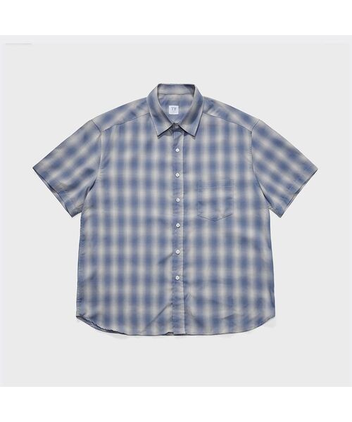TY(ティワイ)の「オールデイオンブレハーフシャツ_Navy(シャツ/ブラウス・レディース・ネイビー・LARGE/MEDIUM)」の1枚目の写真