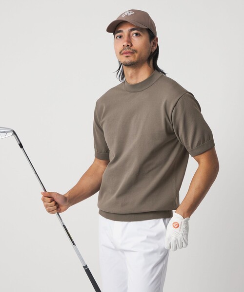 UNITED ARROWS GOLF(ユナイテッドアローズゴルフ)の「メンズ ハイゲージ ショートスリーブ モックネック ニット(ニット/セーター・メンズ・ベージュ/ケリーグリーン/ブラック/コバルトブルー・M/XL/L)」の5枚目の写真