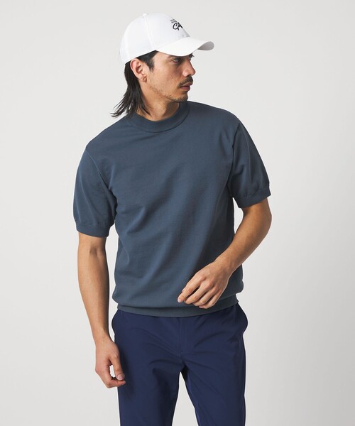 UNITED ARROWS GOLF(ユナイテッドアローズゴルフ)の「メンズ ハイゲージ ショートスリーブ モックネック ニット(ニット/セーター・メンズ・ベージュ/ケリーグリーン/ブラック/コバルトブルー・M/XL/L)」の6枚目の写真