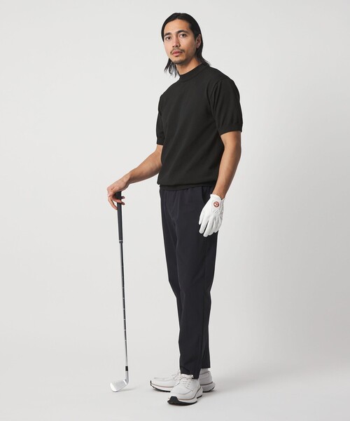 UNITED ARROWS GOLF メンズ プレーティング モックネック メンズ ハイゲージ ショートスリーブ モックネック ニット（ニット