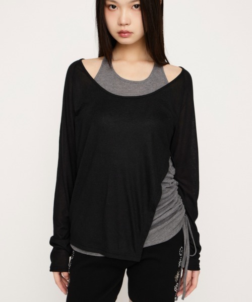 SLY(スライ)の「HOLTER DOCKING CUT TOPS ホルタードッキングカットトップス 春服 夏服(Tシャツ/カットソー・レディース・ブラウン系その他2/ブラック系その他2・FREE)」の2枚目の写真