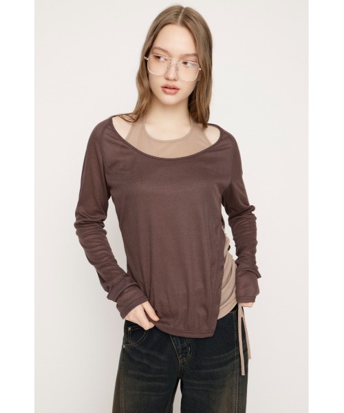 SLY(スライ)の「HOLTER DOCKING CUT TOPS ホルタードッキングカットトップス 春服 夏服(Tシャツ/カットソー・レディース・ブラウン系その他2/ブラック系その他2・FREE)」の4枚目の写真