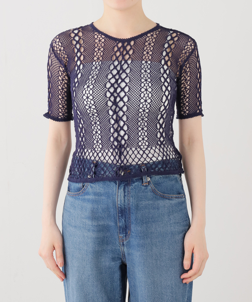 IENA LA BOUCLE(イエナラブークル)の「EUCHRONIA ユークロニア ストレッチ レース short sleeve tee 261802(Tシャツ/カットソー・レディース・ネイビー・FREE)」の10枚目の写真