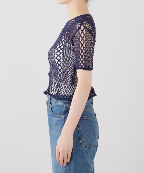 IENA LA BOUCLE(イエナラブークル)の「EUCHRONIA ユークロニア ストレッチ レース short sleeve tee 261802(Tシャツ/カットソー・レディース・ネイビー・FREE)」の11枚目の写真