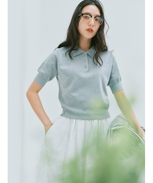Mila Owen(ミラオーウェン)の「ポロニット×ワッシャーバルーンSK SETUP(シャツ/ブラウス・レディース・グレー/ブラウン/ライム・1/0)」の13枚目の写真