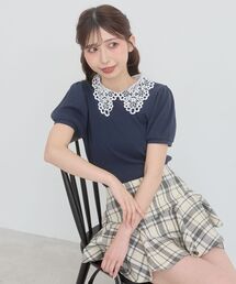 MAJESTIC LEGON | 2WAYレース襟パフスリーブトップス(Tシャツ/カットソー)