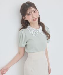 MAJESTIC LEGON | ◇2WAYレース襟パフスリーブトップス(Tシャツ/カットソー)