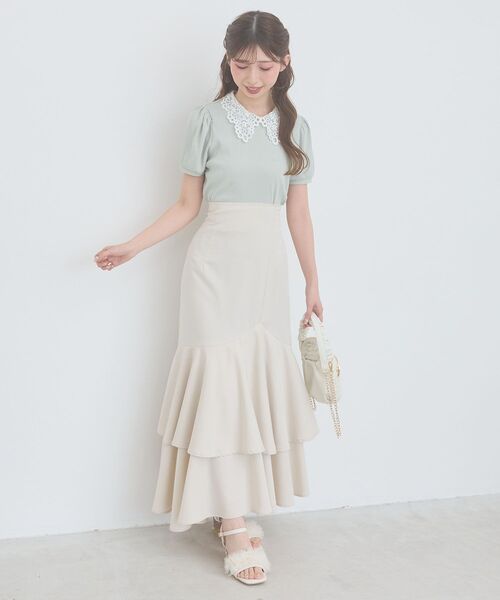 MAJESTIC LEGON(マジェスティックレゴン)の「2WAYレース襟パフスリーブトップス(Tシャツ/カットソー・レディース・チャコールグレー/ブラック系その他/ブラック/アイボリー/ライトグリーン/ネイビー/ラベンダー・MEDIUM)」の10枚目の写真