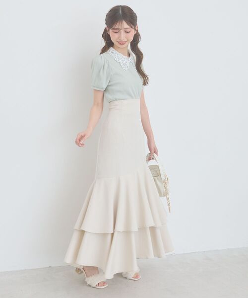 MAJESTIC LEGON(マジェスティックレゴン)の「2WAYレース襟パフスリーブトップス(Tシャツ/カットソー・レディース・チャコールグレー/ブラック系その他/ブラック/アイボリー/ライトグリーン/ネイビー/ラベンダー・MEDIUM)」の11枚目の写真