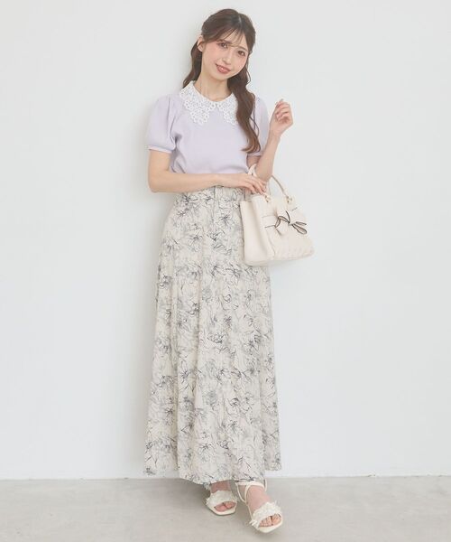 MAJESTIC LEGON(マジェスティックレゴン)の「2WAYレース襟パフスリーブトップス(Tシャツ/カットソー・レディース・チャコールグレー/ブラック系その他/ブラック/アイボリー/ライトグリーン/ネイビー/ラベンダー・MEDIUM)」の17枚目の写真