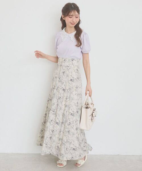 MAJESTIC LEGON(マジェスティックレゴン)の「2WAYレース襟パフスリーブトップス(Tシャツ/カットソー・レディース・チャコールグレー/ブラック系その他/ブラック/アイボリー/ライトグリーン/ネイビー/ラベンダー・MEDIUM)」の18枚目の写真