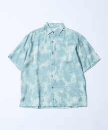 【リネンブレンド】アブストラクト柄 半袖シャツ