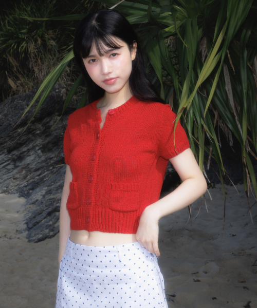 ROSEFRANTZ（ロゼフランツ）の「Pocket short sleeve knit cardigan [Red]（カーディガン/ボレロ・レディース・レッド・OS）」の2枚目の写真