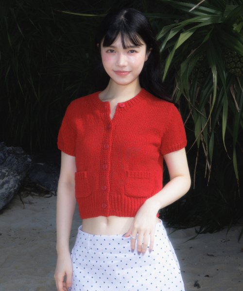 ROSEFRANTZ（ロゼフランツ）の「Pocket short sleeve knit cardigan [Red]（カーディガン/ボレロ・レディース・レッド・OS）」の3枚目の写真