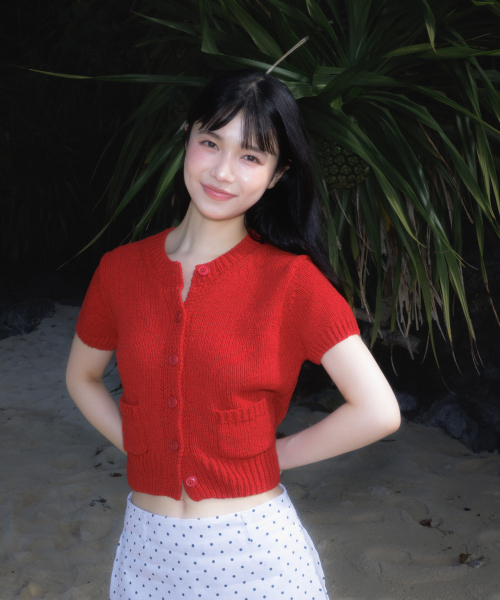 ROSEFRANTZ（ロゼフランツ）の「Pocket short sleeve knit cardigan [Red]（カーディガン/ボレロ・レディース・レッド・OS）」の4枚目の写真