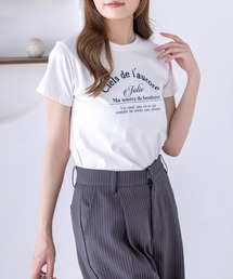 clear | ロゴ刺繍入りプリントTシャツ［骨格ウェーブ/華奢見え/カジュアル］(Tシャツ/カットソー)