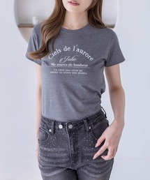 ロゴ刺繍入りプリントTシャツ［骨格ウェーブ/華奢見え/カジュアル］