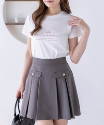 clear | ロゴ刺繍入りプリントTシャツ［骨格ウェーブ/華奢見え/カジュアル］(Tシャツ/カットソー)
