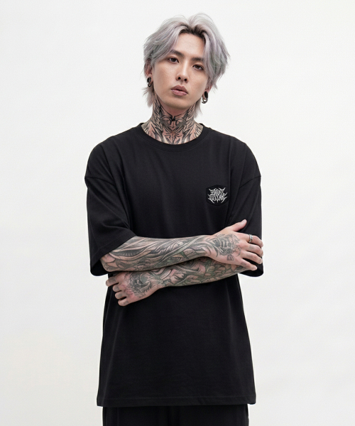 EIGHTVOLUME(エイトボリューム)の「EVメタルパッチオーバーサイズ半袖Tシャツ(ブラック)(Tシャツ/カットソー・メンズ・その他・LARGE/MEDIUM)」の3枚目の写真