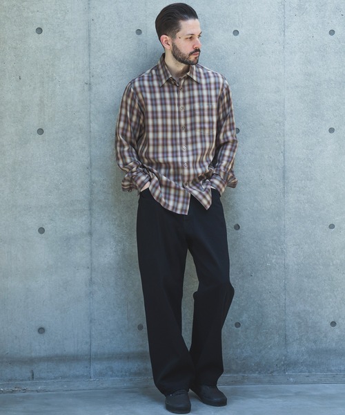 MR.OLIVE(ミスターオリーブ)の「SILKY TENCEL CHECK / REGULAR COLLAR SHIRT /M263107(シャツ/ブラウス・メンズ・グリーン/ブラウン・LARGE/MEDIUM/SMALL)」の6枚目の写真