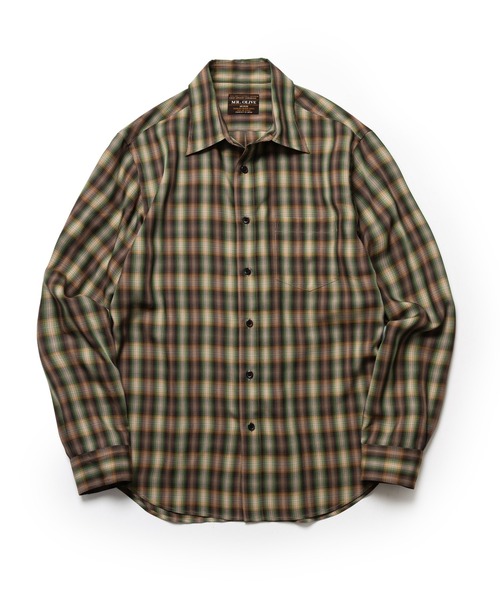 MR.OLIVE(ミスターオリーブ)の「SILKY TENCEL CHECK / REGULAR COLLAR SHIRT /M263107(シャツ/ブラウス・メンズ・グリーン/ブラウン・LARGE/MEDIUM/SMALL)」の11枚目の写真