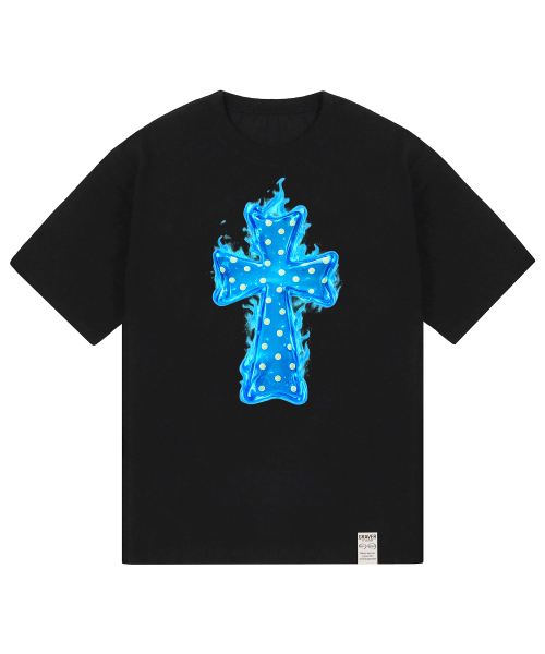 GRAVER（グレーバー）の「[ユニセックス]ドットクロス_フレーム半袖Tシャツ_3色（Tシャツ/カットソー・レディース・ブラック/ホワイト/ネイビー・SMALL/MEDIUM/LARGE）」の5枚目の写真